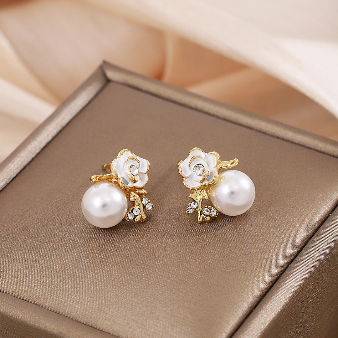 铜合金亚克力耳饰 气质轻奢高级感甜美小众滴油花朵耳饰百搭时尚1