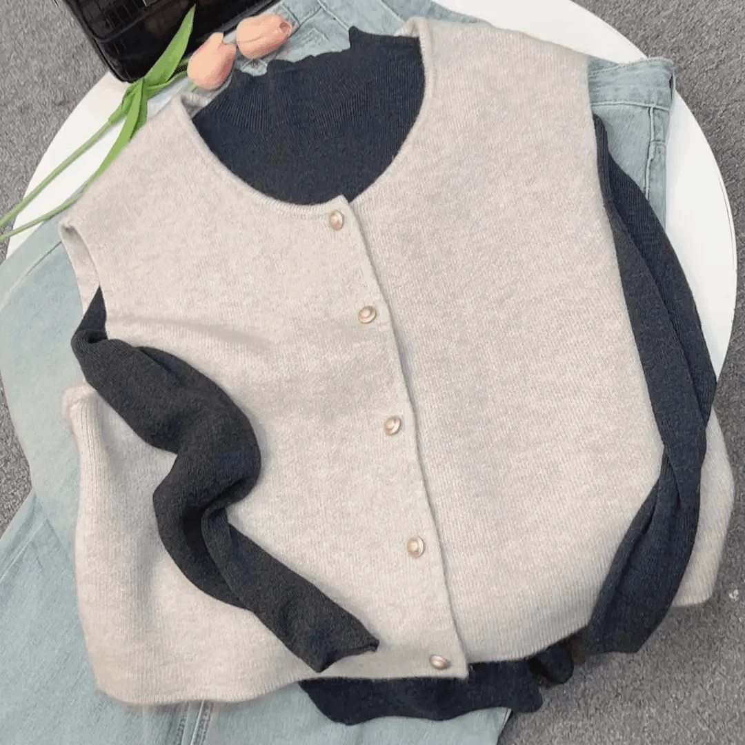 这个是马甲链接 新款纯色针织马甲时尚开衫
