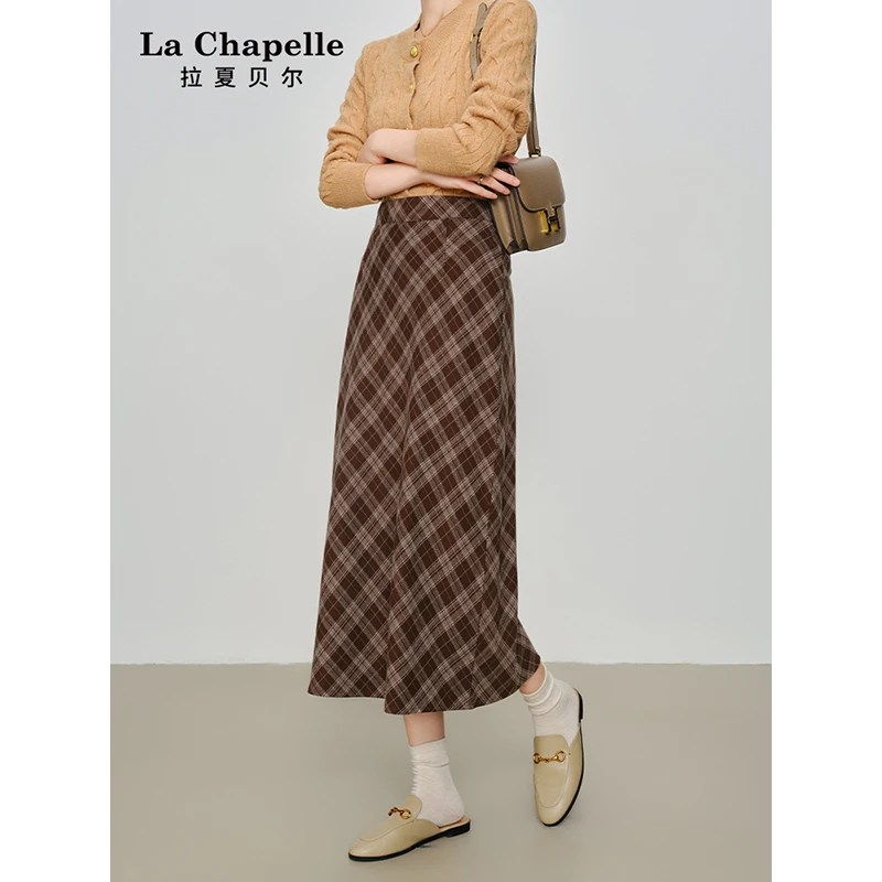 【清仓】复古格纹显瘦半身裙女新款春秋高腰显瘦气质A字半裙