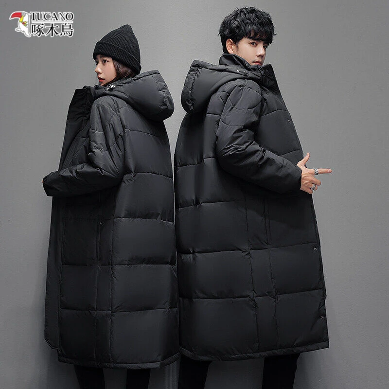 TUCANO/啄木鳥秋冬季羽绒服男女长款过膝韩版冬季情侣连帽外套潮