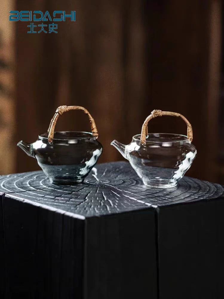 日式纯手工茶具耐热北大史提梁公杯藤编