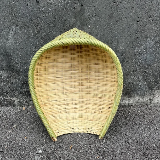 手工农家竹编青蔑款开口长32厘米家用洗菜长方形沥水筲箕簸箕