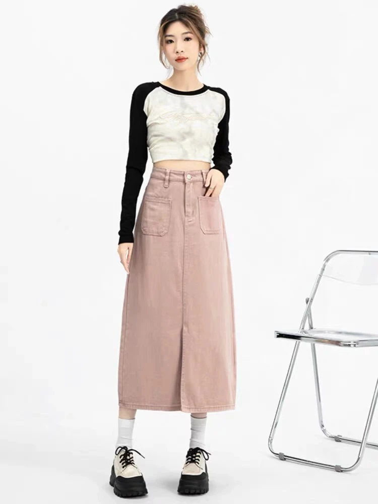 88310 米#高腰开叉工装半身裙