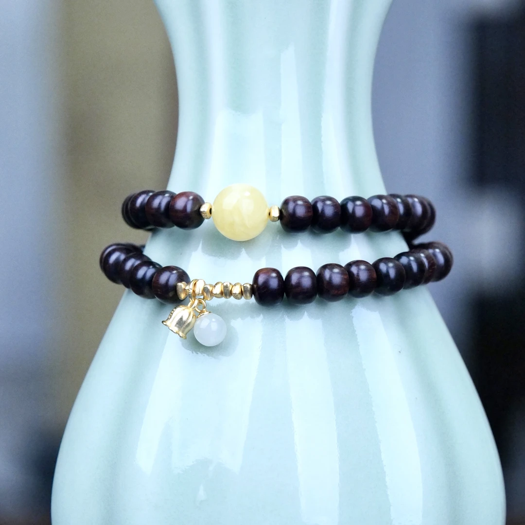 博一传奇D002「铃兰·不倦」海南黄花梨紫油梨6×7×52颗女士手链手串