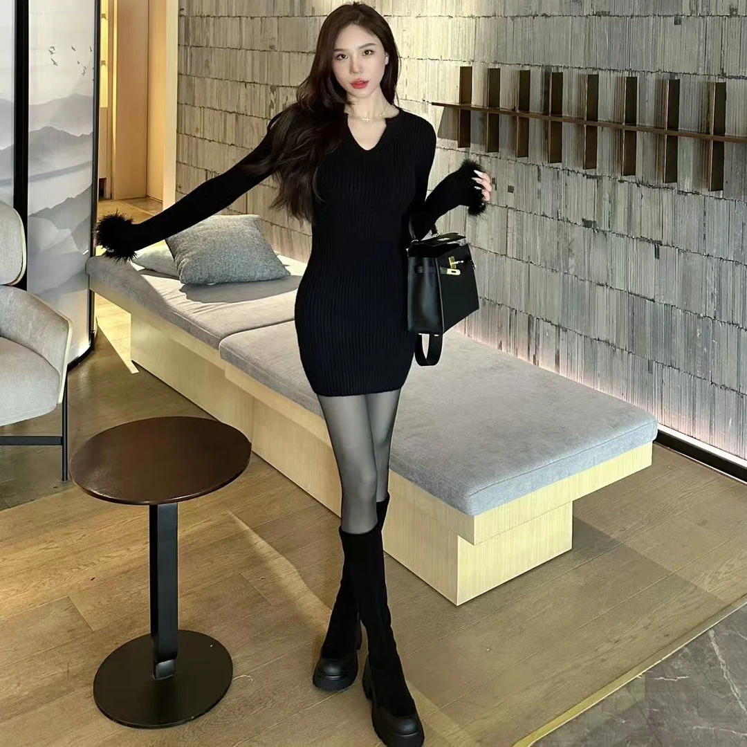 【田姜女装 】秋冬拼接连衣裙