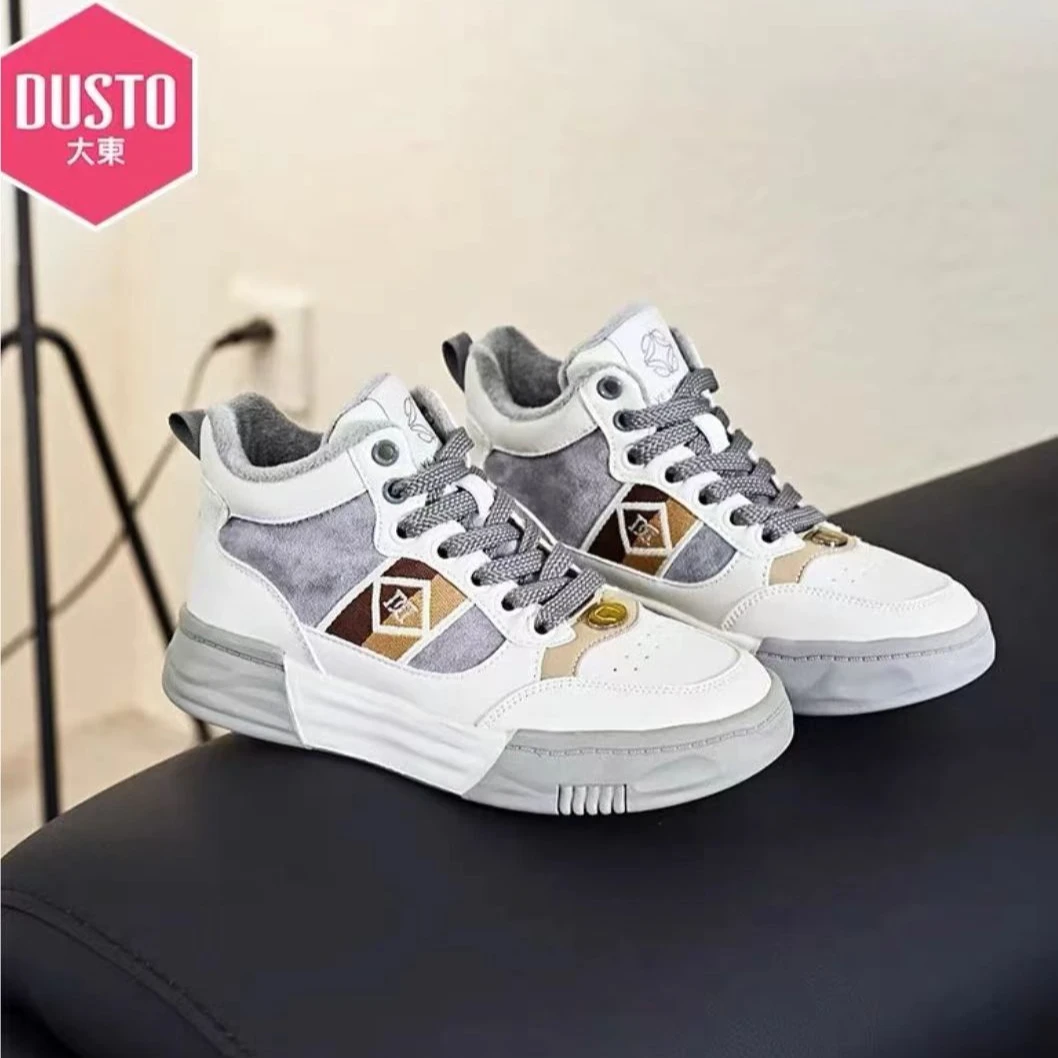 大东女鞋1309潮流板鞋女冬季加绒新款高帮时尚运动休闲鞋