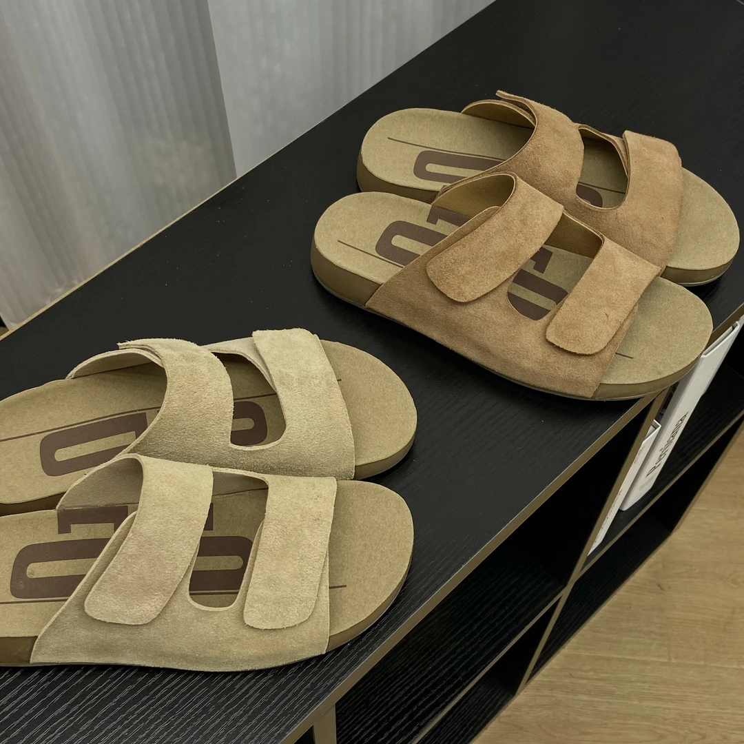 OP/OP勃肯凉拖鞋真皮博肯魔术贴夏新时尚凉鞋平底百搭防滑女鞋