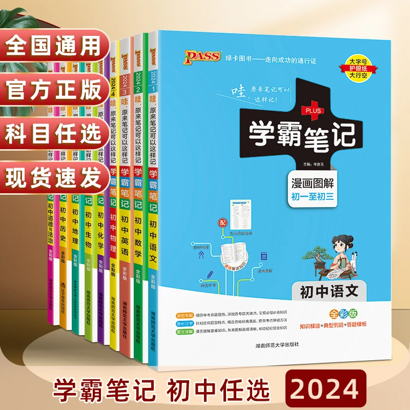 2024学霸笔记初中七八九年级语文数学英语物化生政历地全套人教版