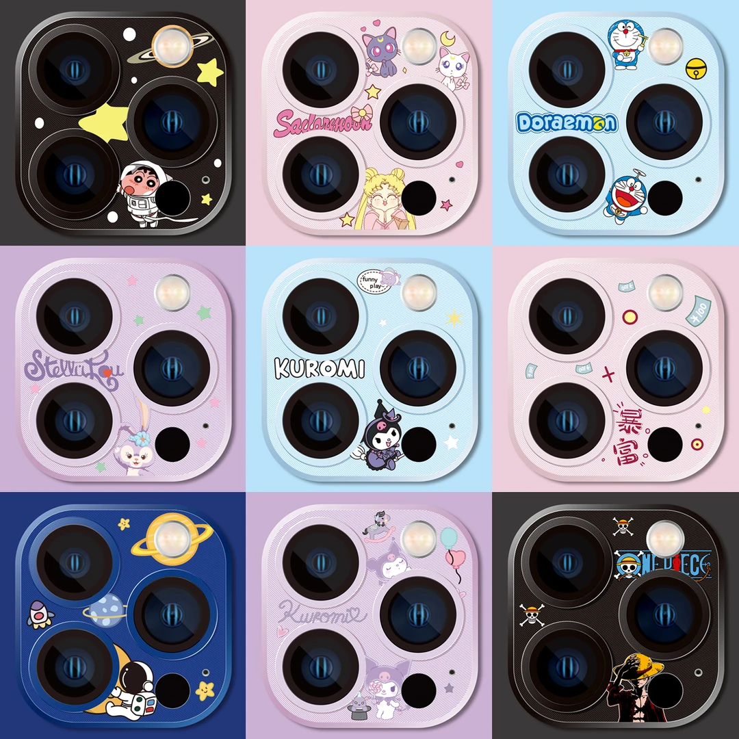 适用苹果16promax金属镜头膜iPhone15卡通镜头贴14后置全包膜覆盖