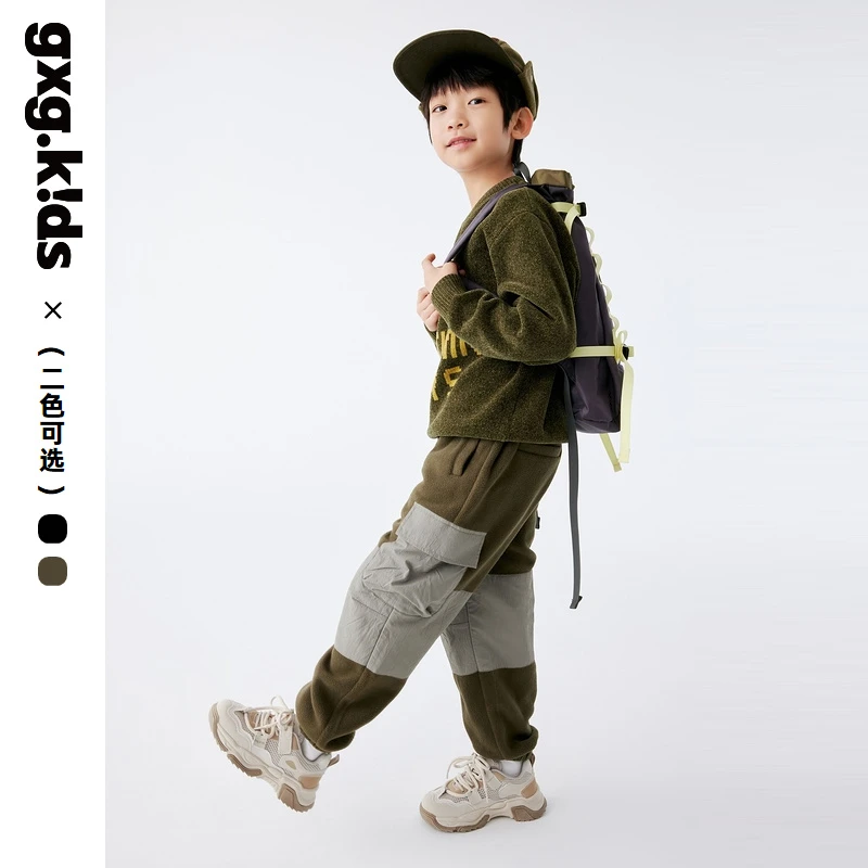 gxgkids[2色可选]童装儿童裤子2024年秋季新款男童摇粒绒休闲裤潮