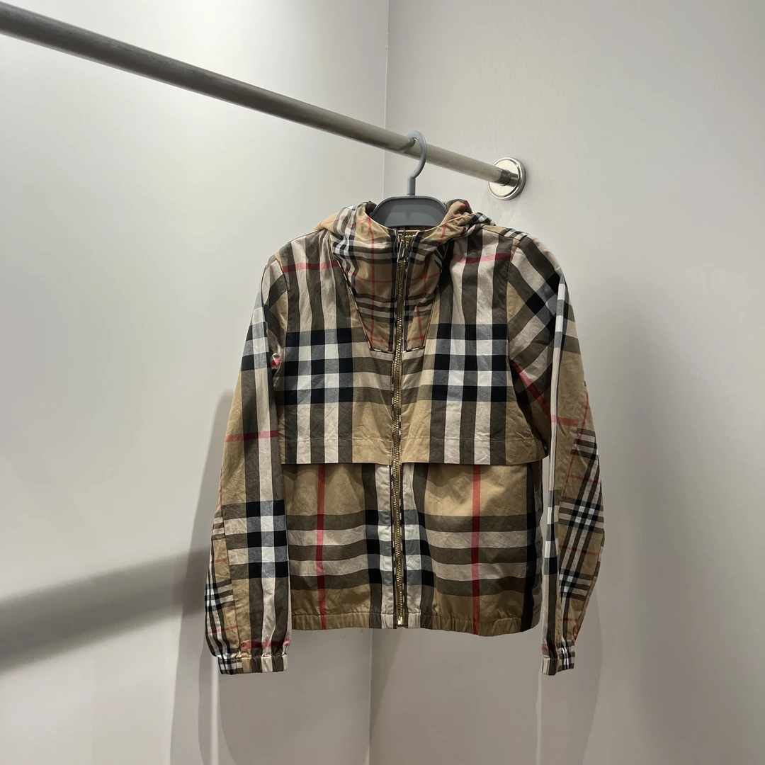 wg10/99新Burberry博柏利bbr SS23格纹拉链连帽夹克 12码 公价8k