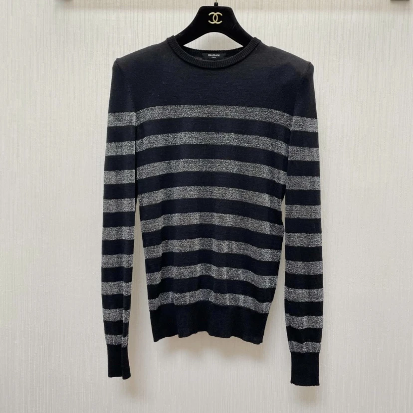Balmain/巴尔曼 md39 99新 23FW条纹针织针织衣 36码 公价1w