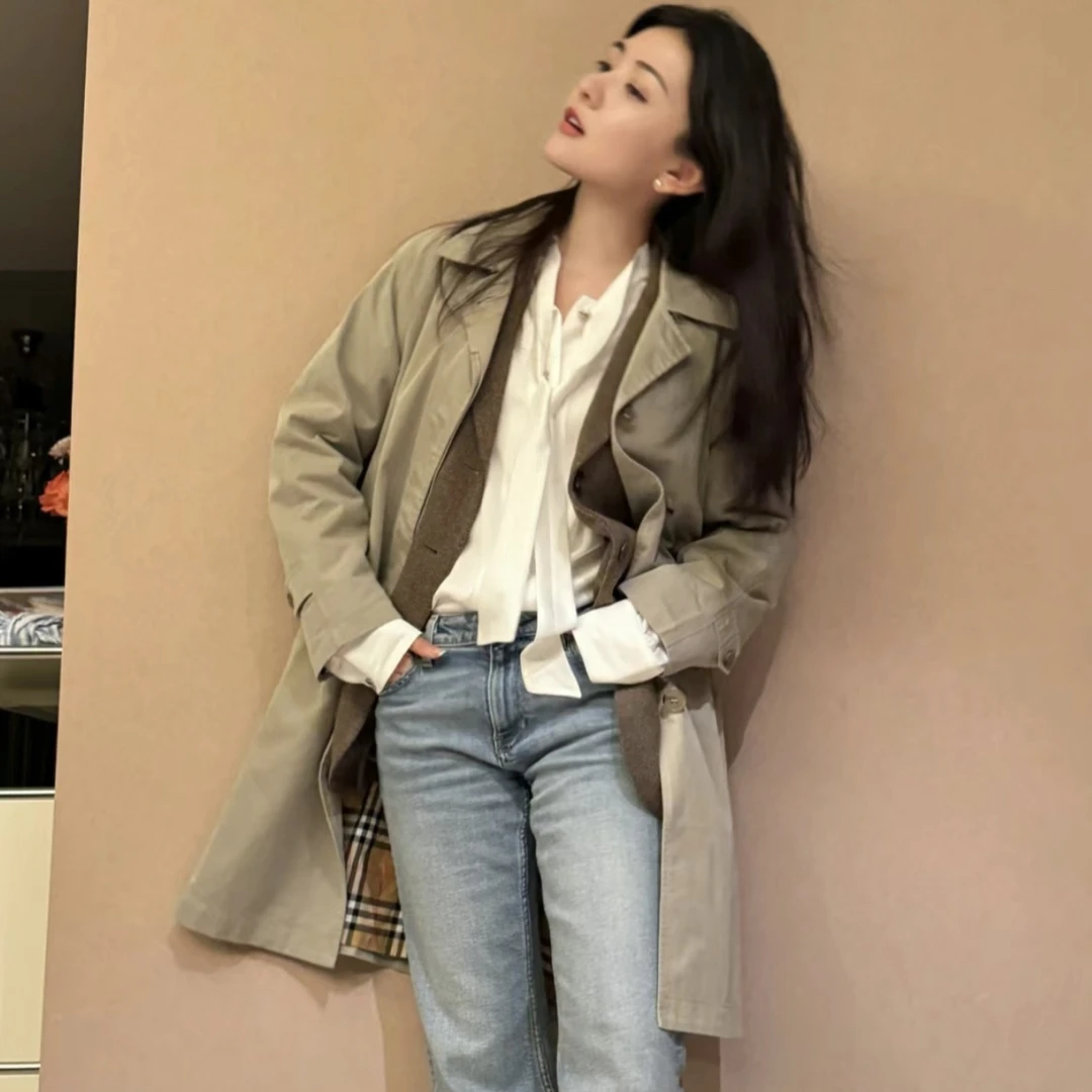 Burberry/博柏利bbr 3h026 99新 内里格纹风衣外套 uk2码公价1.9w