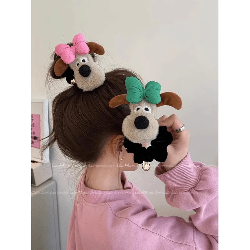 甜心小狗可爱蝴蝶结皮筋2023新款女扎头发绳高级感丝绒发圈头绳