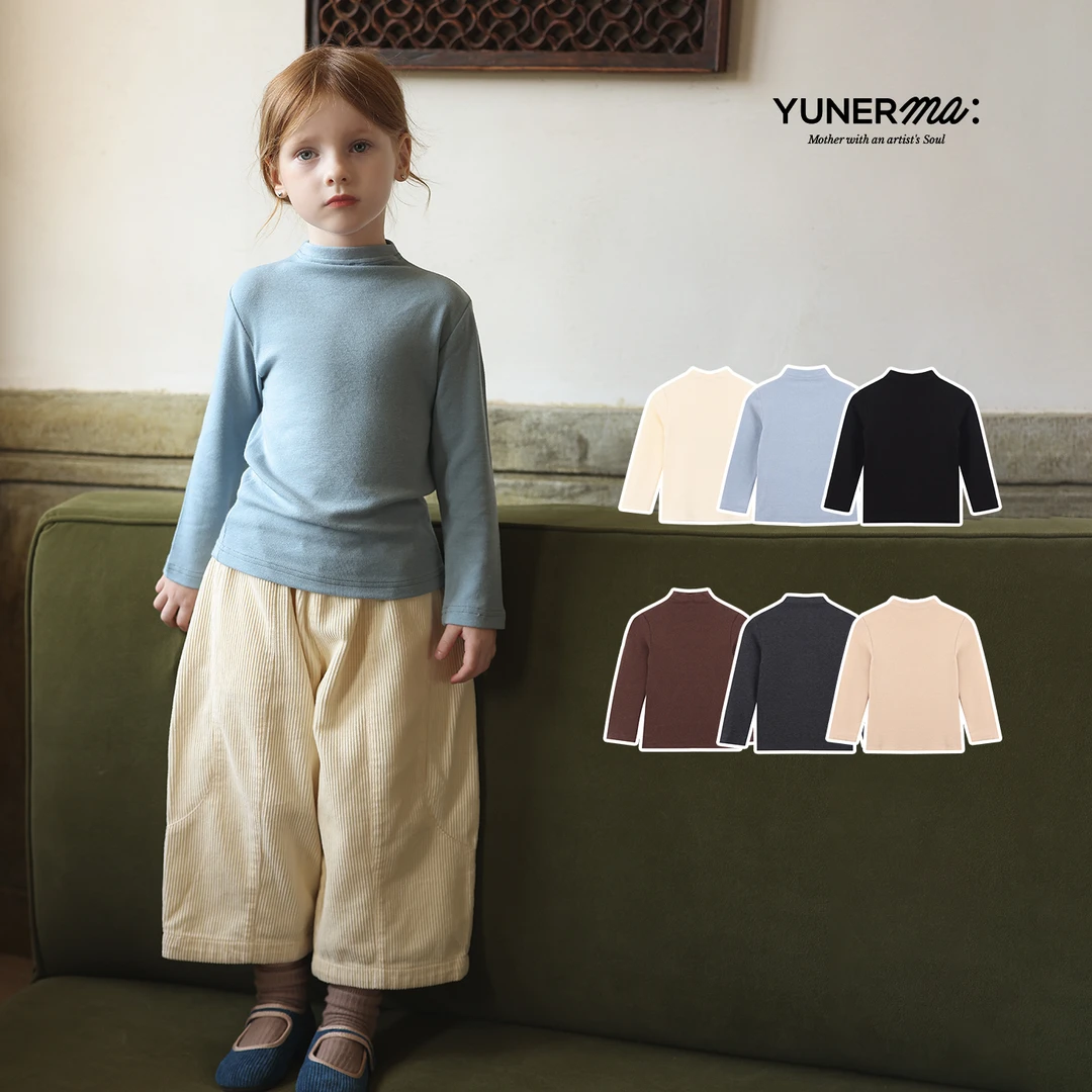 允儿妈女童秋冬新款半高领打底衫宝宝幼儿园洋气长袖T恤儿童上衣