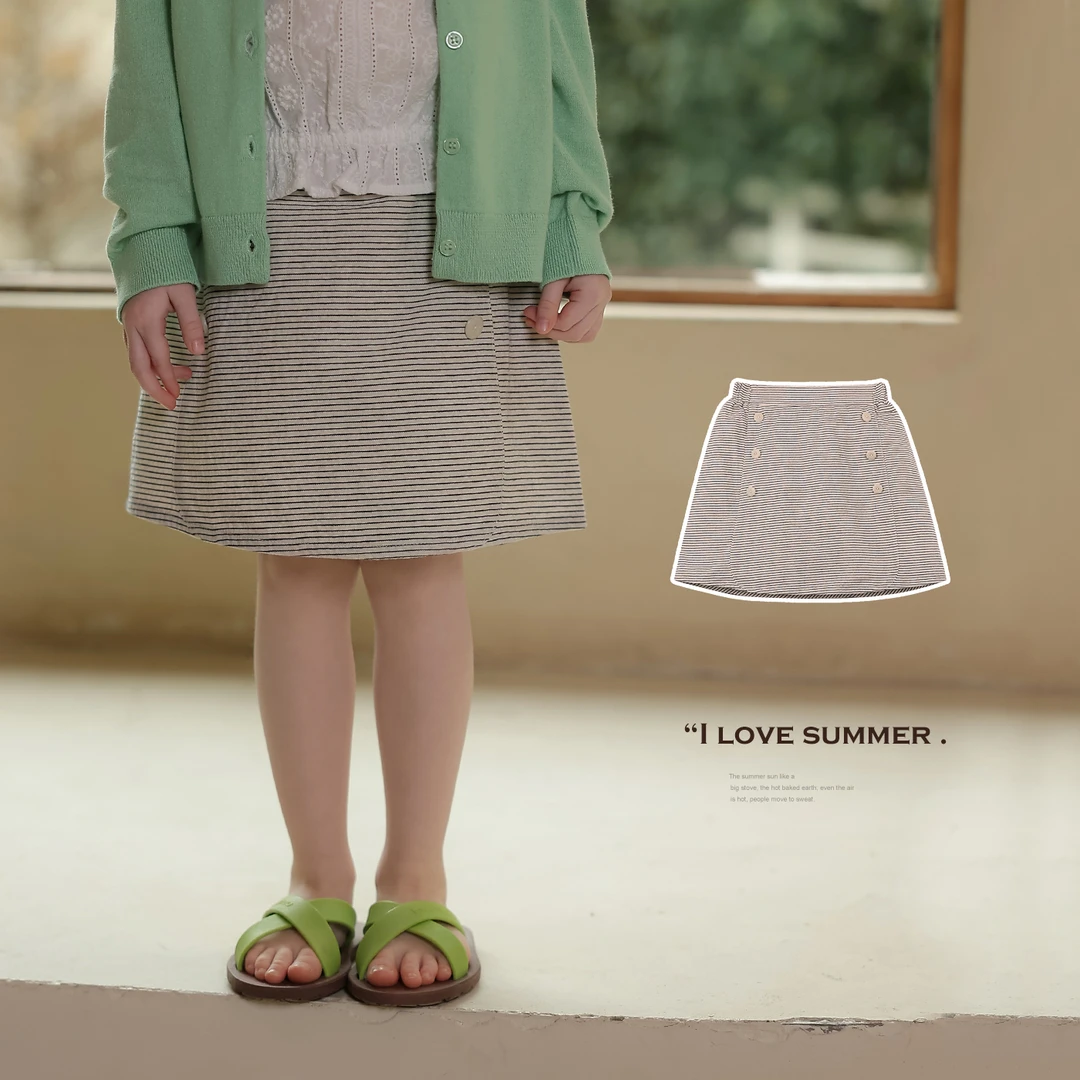 允儿妈女童小众气质条纹半裙宝宝幼儿园经典百搭短裙儿童裙子潮