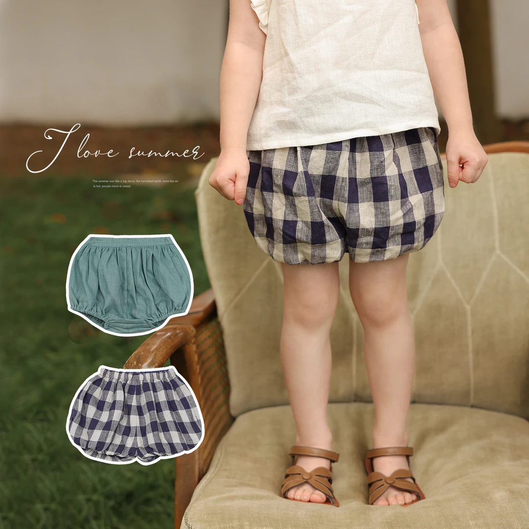 幼儿园宝宝经典百搭花苞短裤允儿妈女童夏季纯亚麻休闲裤儿童裤子