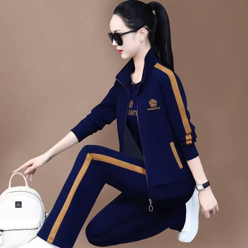 休闲运动套装女春秋2025新款时尚洋气减龄显瘦女士开衫卫衣三件套