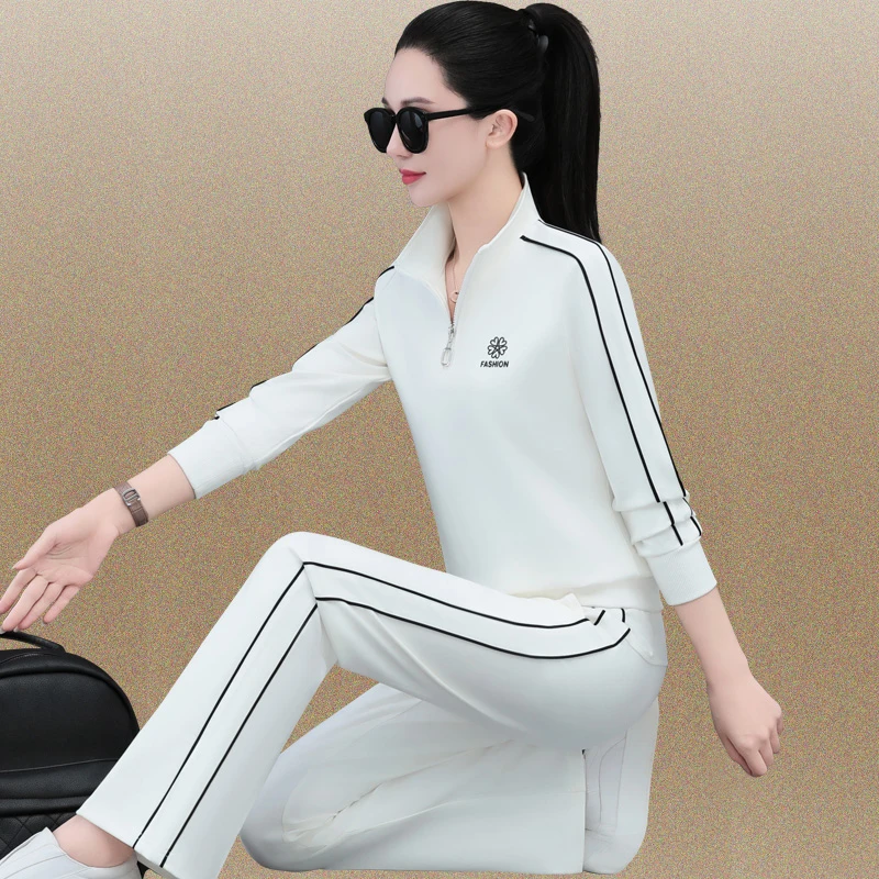 运动服洋气女士春秋2025新款立领套头卫衣休闲服阔腿裤显瘦两件套
