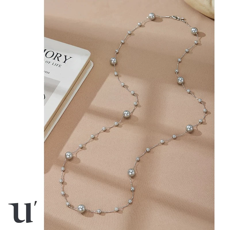 铜合金仿珍珠吊坠 珍珠项链毛衣链设计感长款项链简约轻奢气质