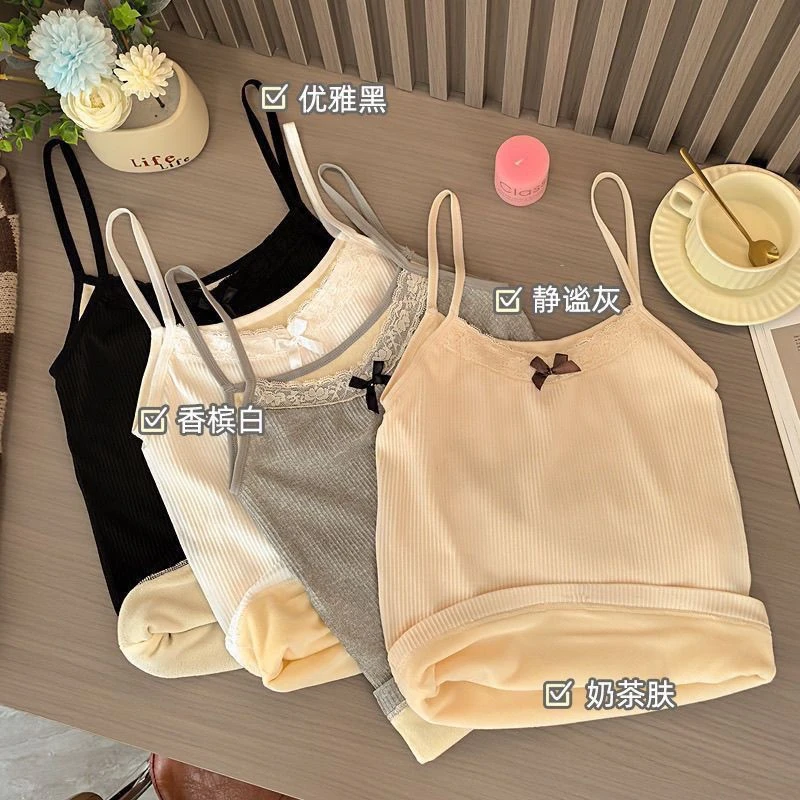 秋冬加绒小吊带背心式女内搭秋冬季防寒保暖打底无杯垫内衣女士Y