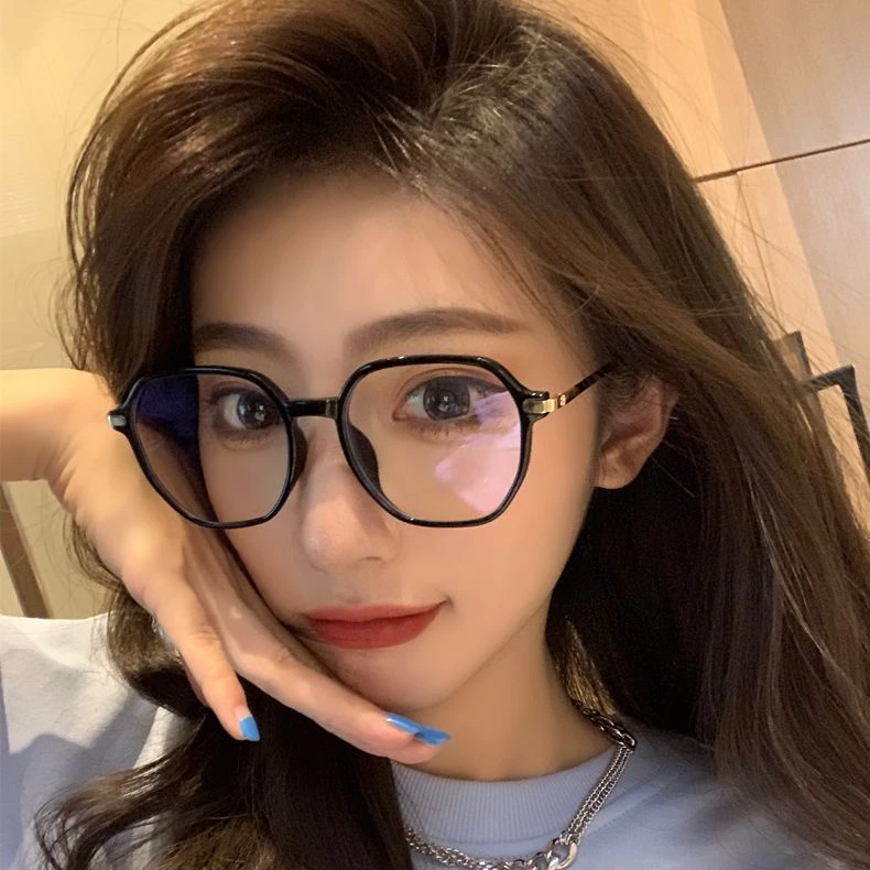 眼镜女韩版潮防蓝光防辐射眼镜时尚方形素颜平光镜看手机护目眼镜