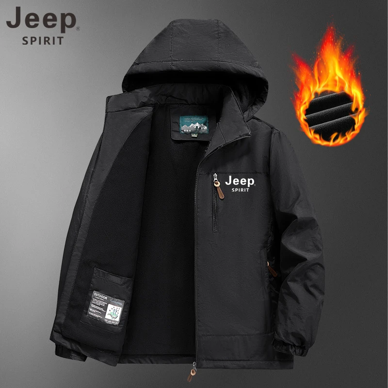Jeep吉普冬季棉服大码休闲男士加绒加厚防风防水外套冲锋上衣棉衣