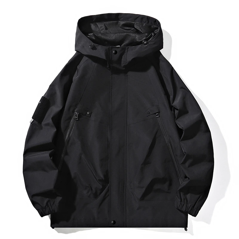 909/春秋季运动夹克情侣款休闲百搭连帽设计宽松版型长袖夹克外套