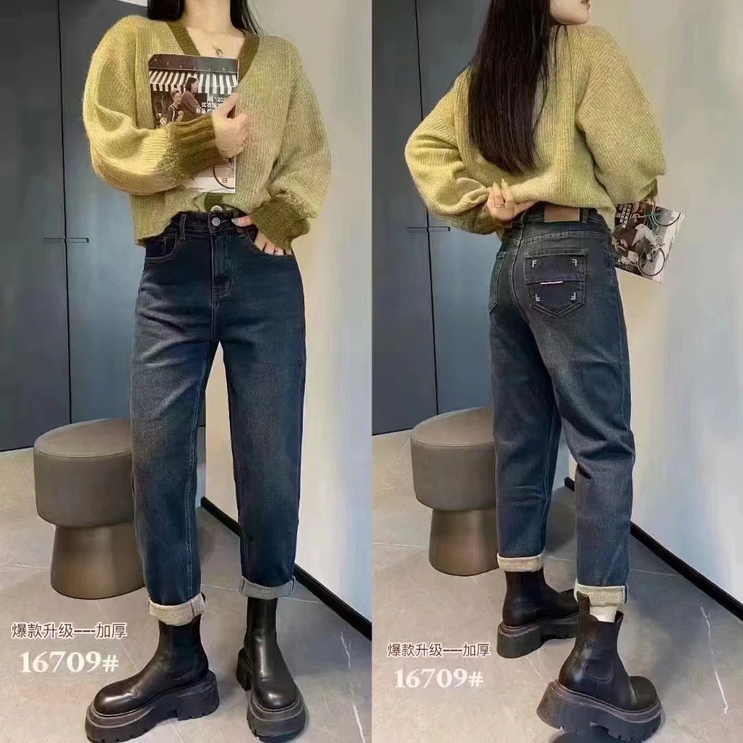 冬季新款抓毛牛仔垮裤16709（断码清仓）