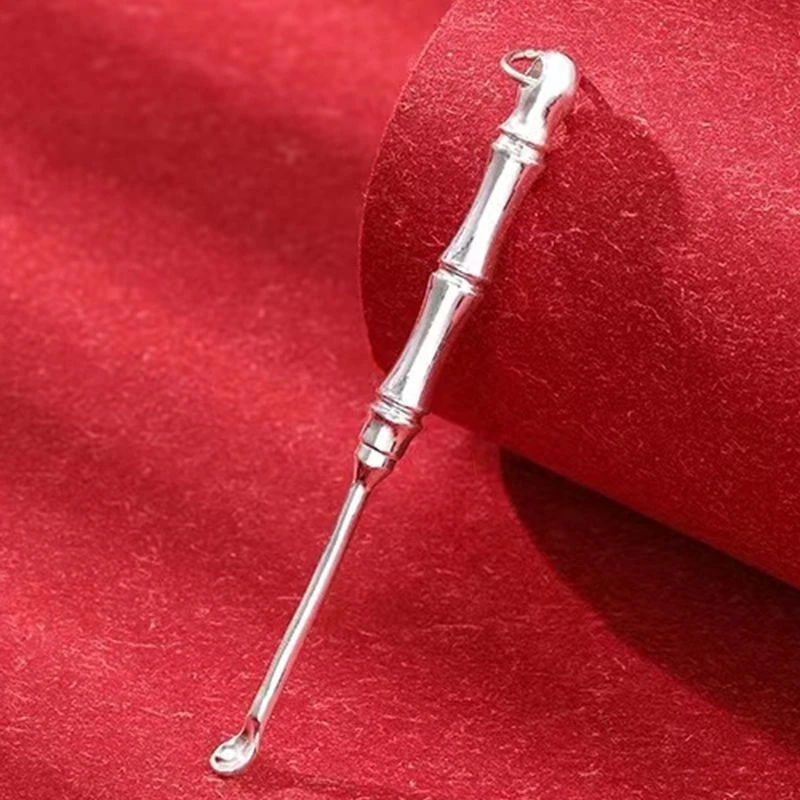 足银银制品 999纯银挖耳勺高档实心简约足银精致时尚竹节挖耳耳勺