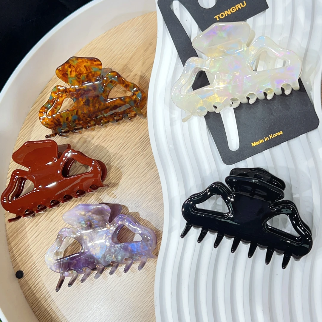 韩国醋酸France法式中号复古人鱼色抓夹镂空鲨鱼夹气质发饰夹子女