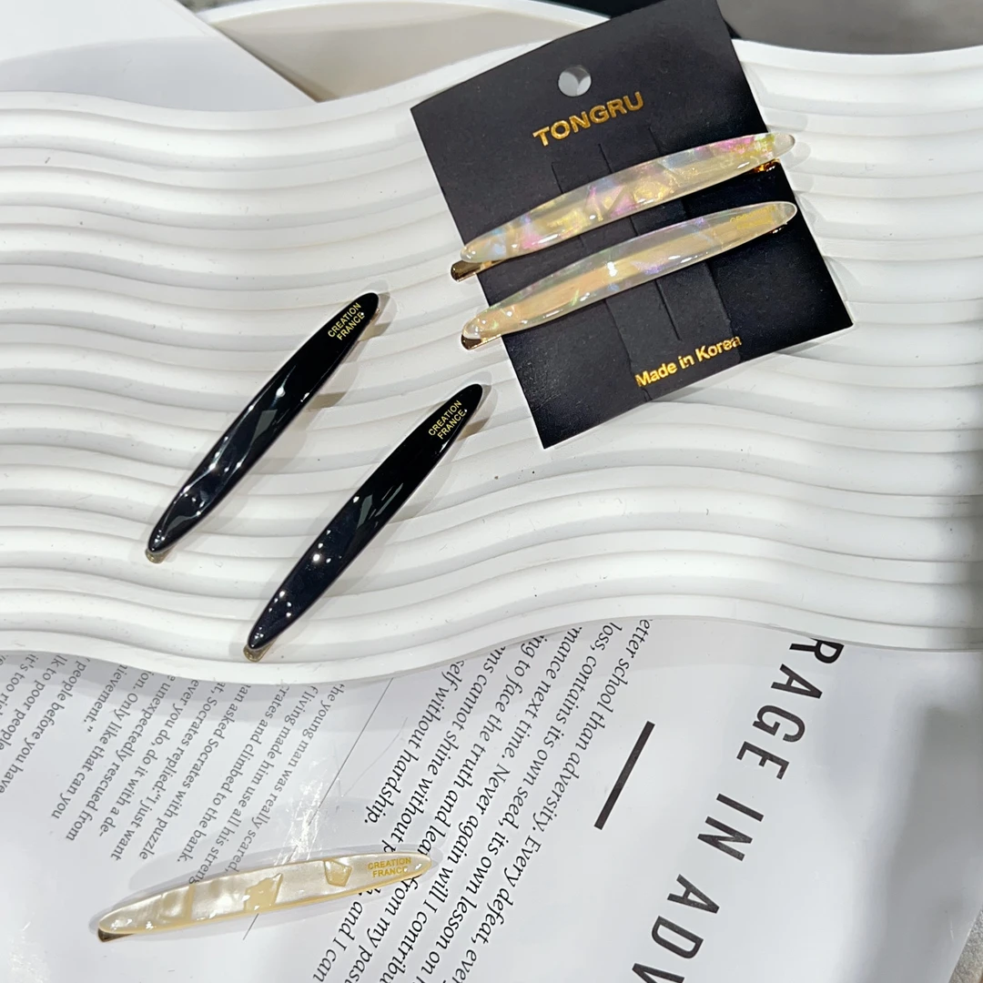 韩国醋酸France简约气质小众椭圆一字侧边夹刘海夹碎发夹百搭复古