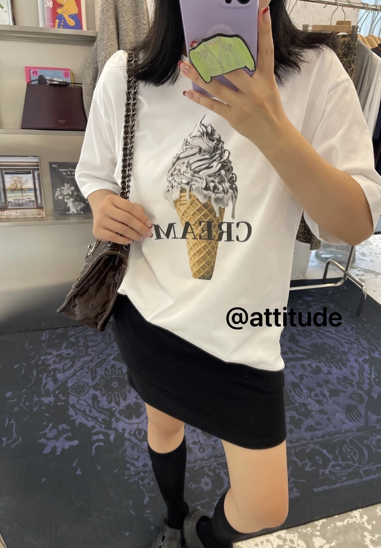 【ATTITUDE】未来感时尚印花精品纯棉短袖T