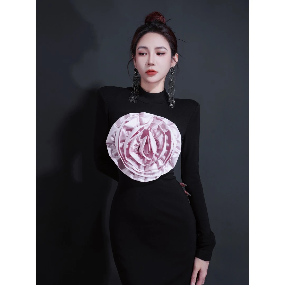 【星姐推荐】星原创高级定制【牡丹花开】设计师款秋冬加绒修身鱼尾裙