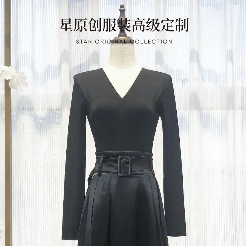 【星姐推荐】星原创高级定制【黑桃缪斯】黑色修身设计师气质时尚上衣