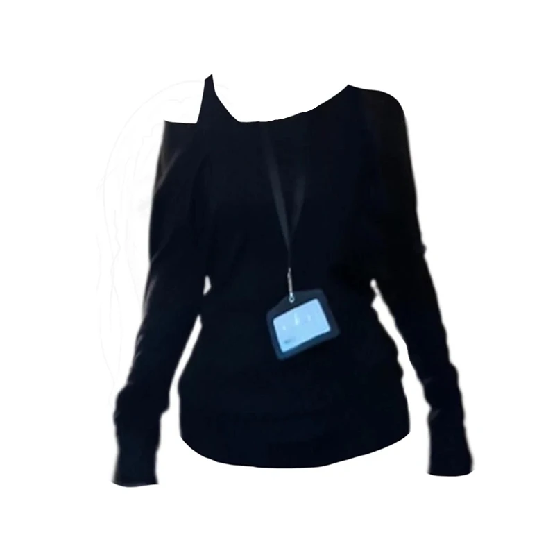 大码女装吊带斜肩黑色长袖T恤秋季微胖MM显瘦遮肉露肩打底衫上衣