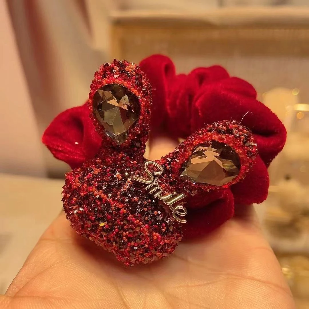 超好看新年洋气奢红色头绳兔子头绳高感头绳扎头发网红款红色头绳