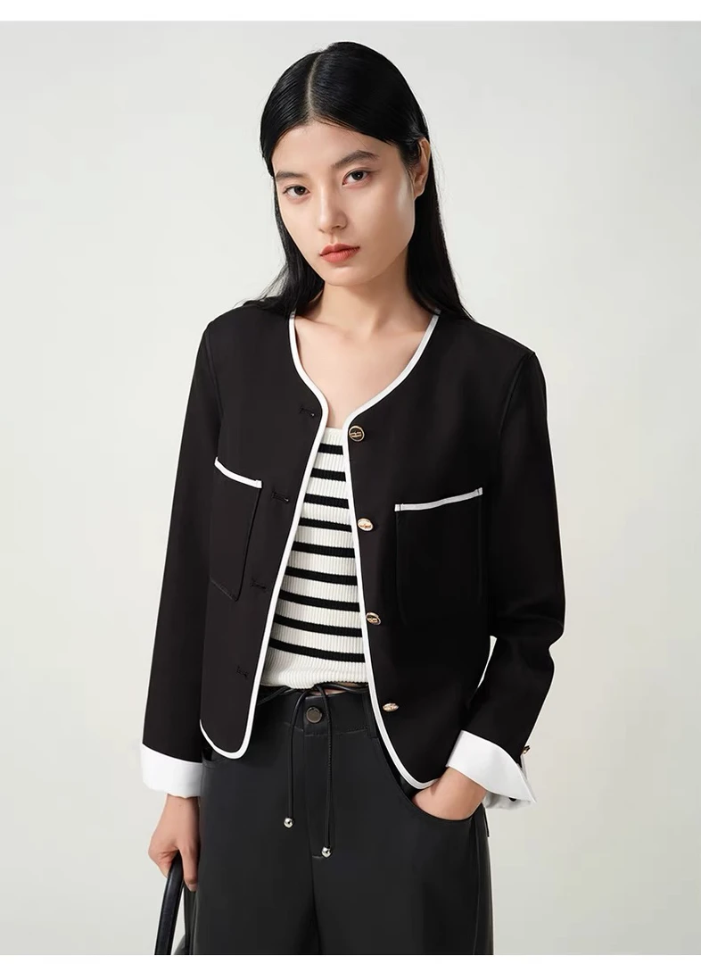 DM2023年冬装新款专柜正品女短款双面羊毛大衣毛呢外套8231018350