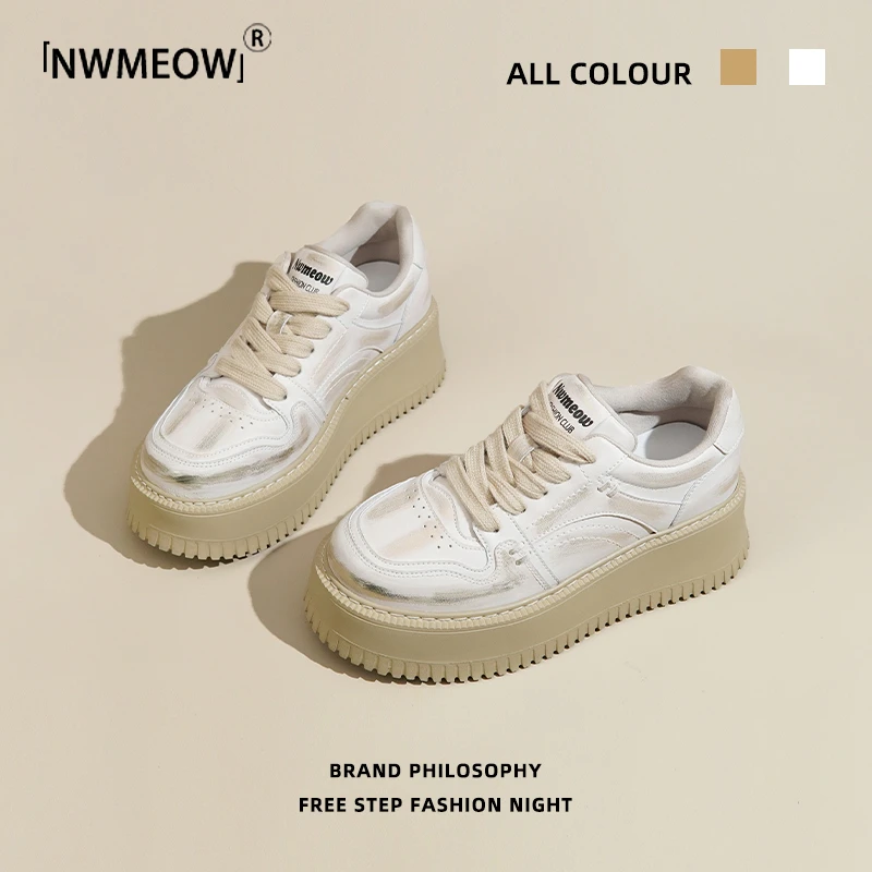 小白鞋女2025秋季新款百搭爆款超火松糕底透气运动休闲厚底ins潮