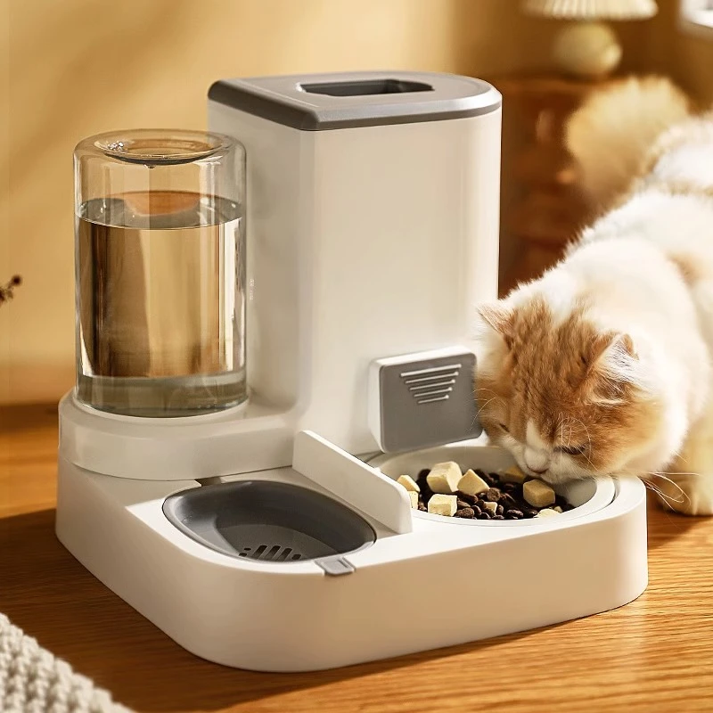 猫碗喂食猫粮食盆双碗自动放粮器斜口盆水碗一体保护颈椎宠物用品