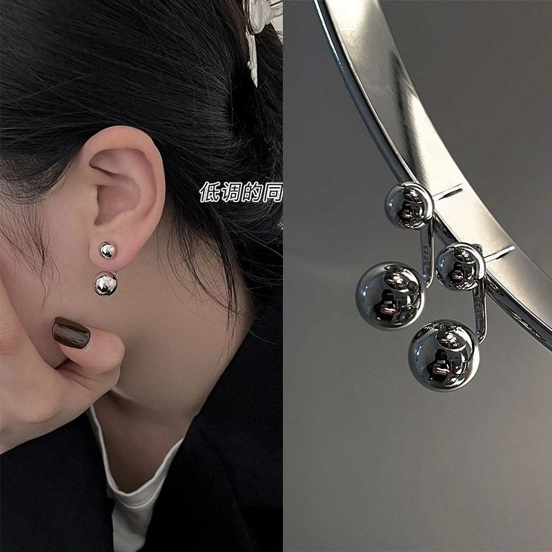 小众金属球耳环2023新款爆款设计感耳钉女设计气质高级感轻奢耳饰