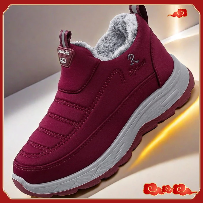 保暖老北京布鞋奶奶加厚加绒棉鞋中老年平底妈妈鞋冬季棉靴防滑女