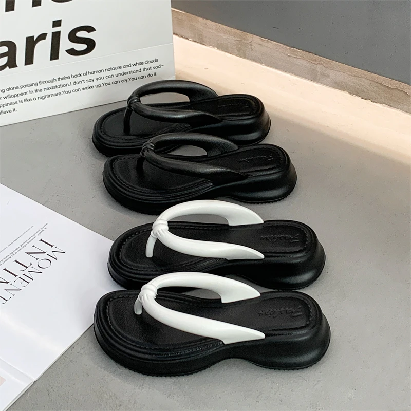 陈气泡 高级感人字拖女款网红厚底拖鞋EVA防滑时尚法式软底凉拖鞋