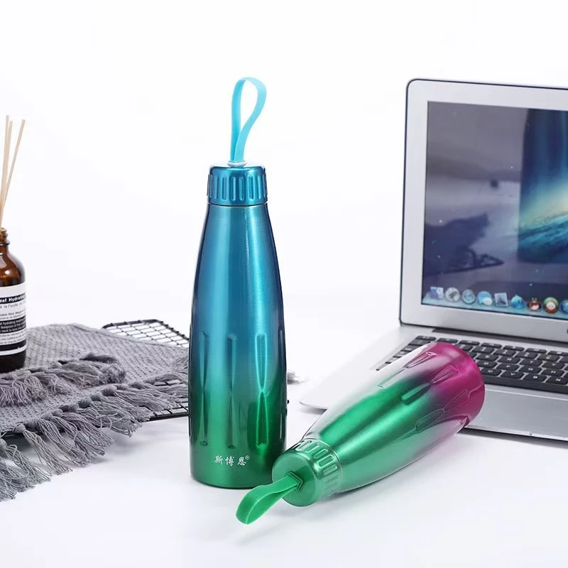 运动保温杯男女便携304不锈钢学生户外创意渐变水杯时尚可爱简约