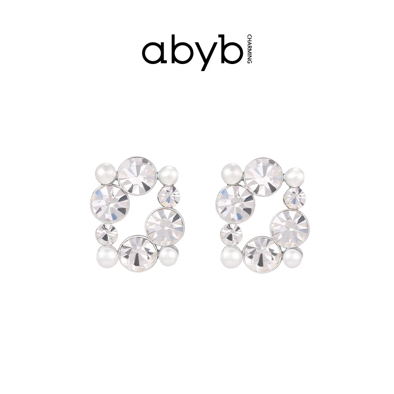 ABYBCHARMING  艺术之镜耳环小众简约白色简约