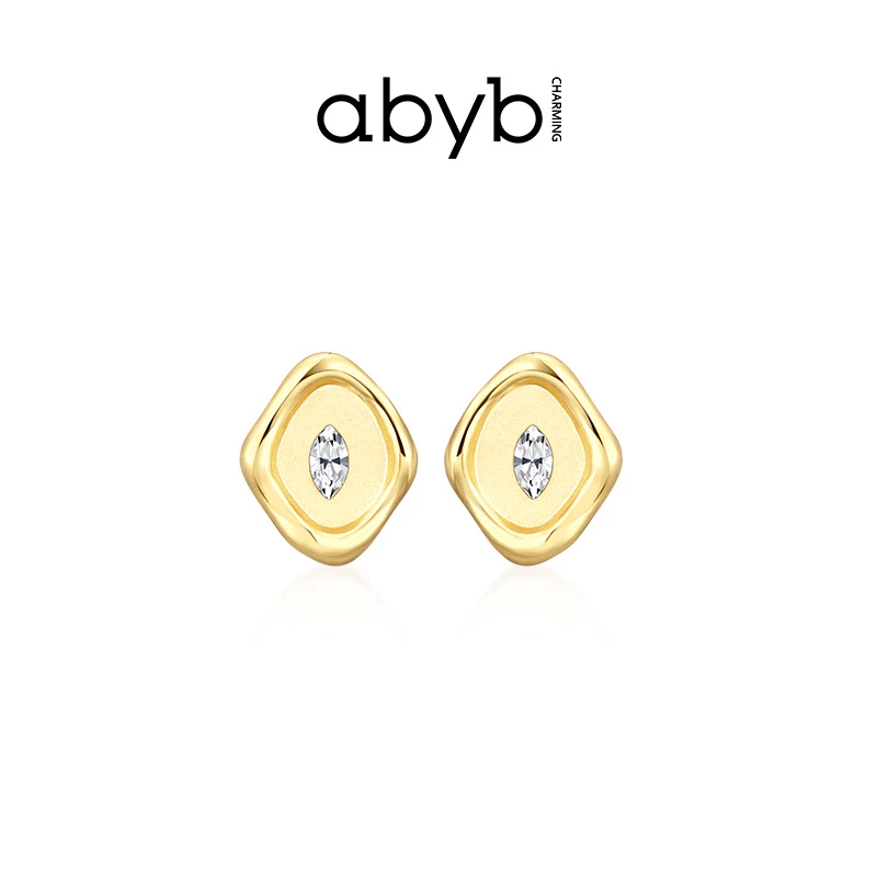 ABYBCHARMING 铜合金仿水晶耳饰 印记耳环时尚简约百搭高级感配饰