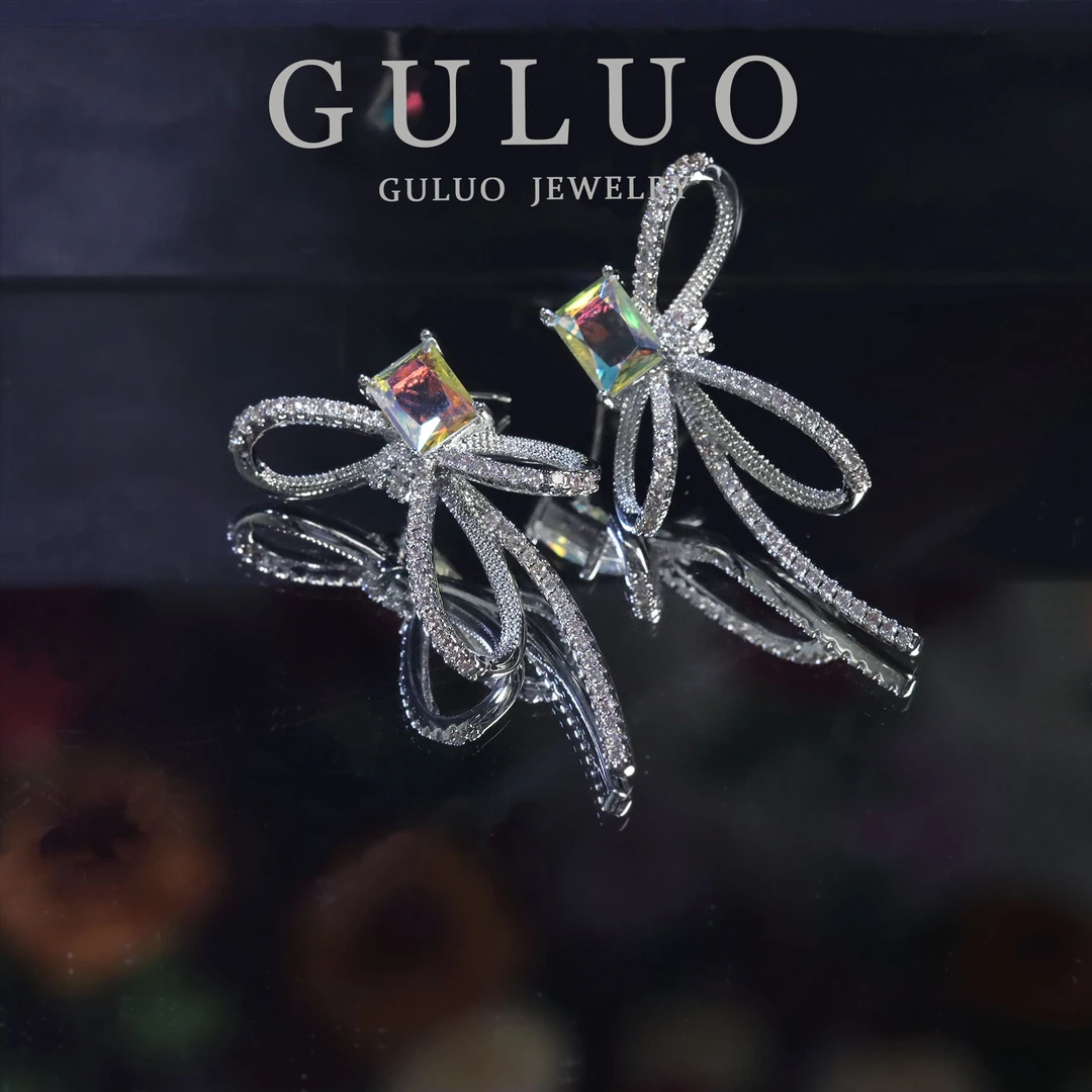 铜合金耳饰 【极光星辰】闪耀蝴蝶结立体设计感耳钉