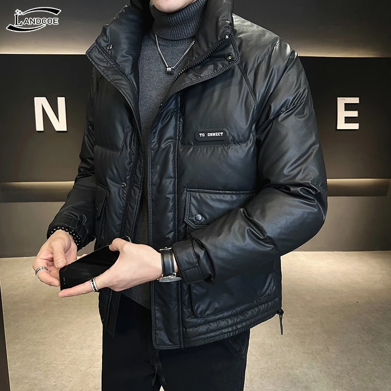 LANDCOE羽绒衣冬季短款男士潮流立领休闲韩版男装羽绒外套