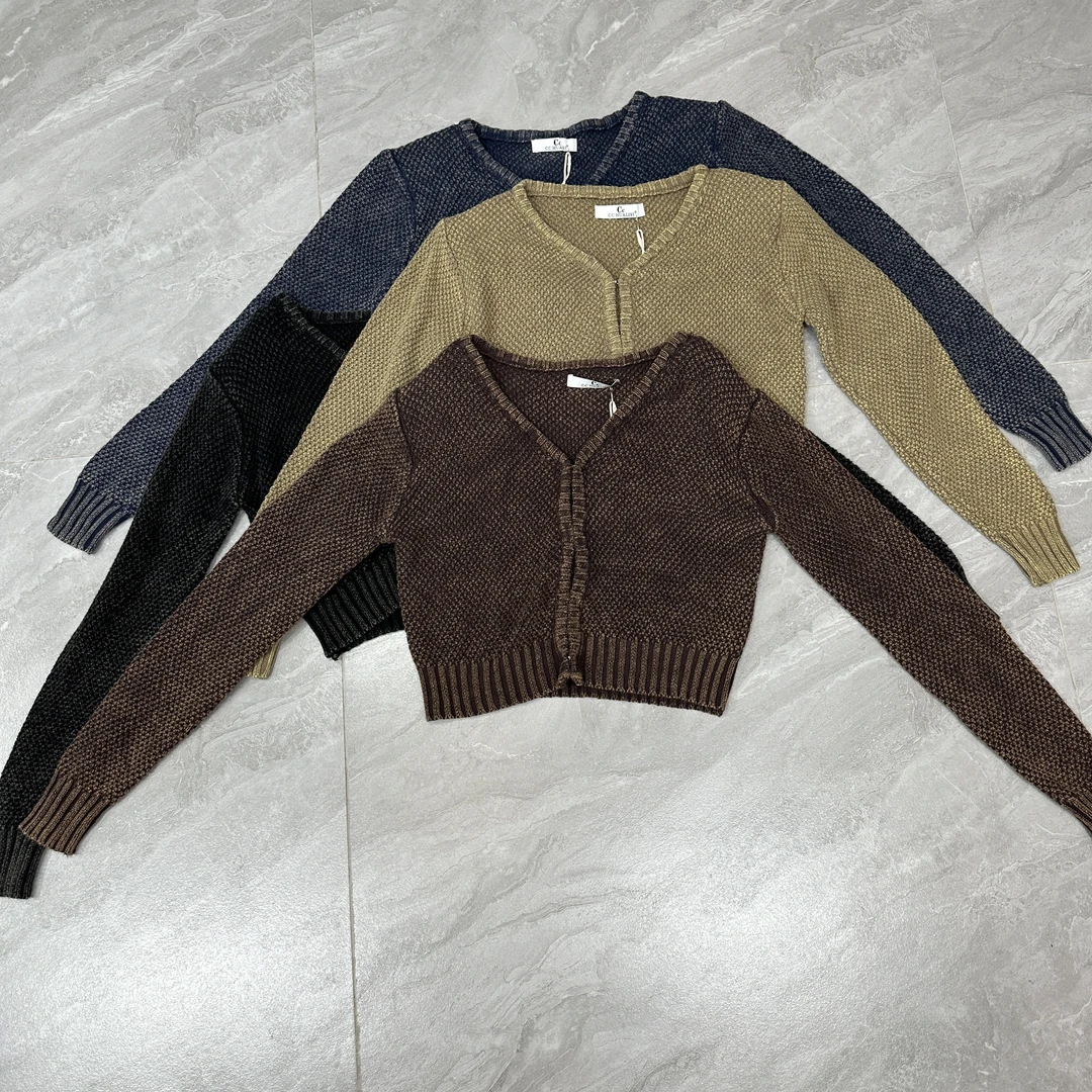 四个色春秋款排扣毛衣外套2717