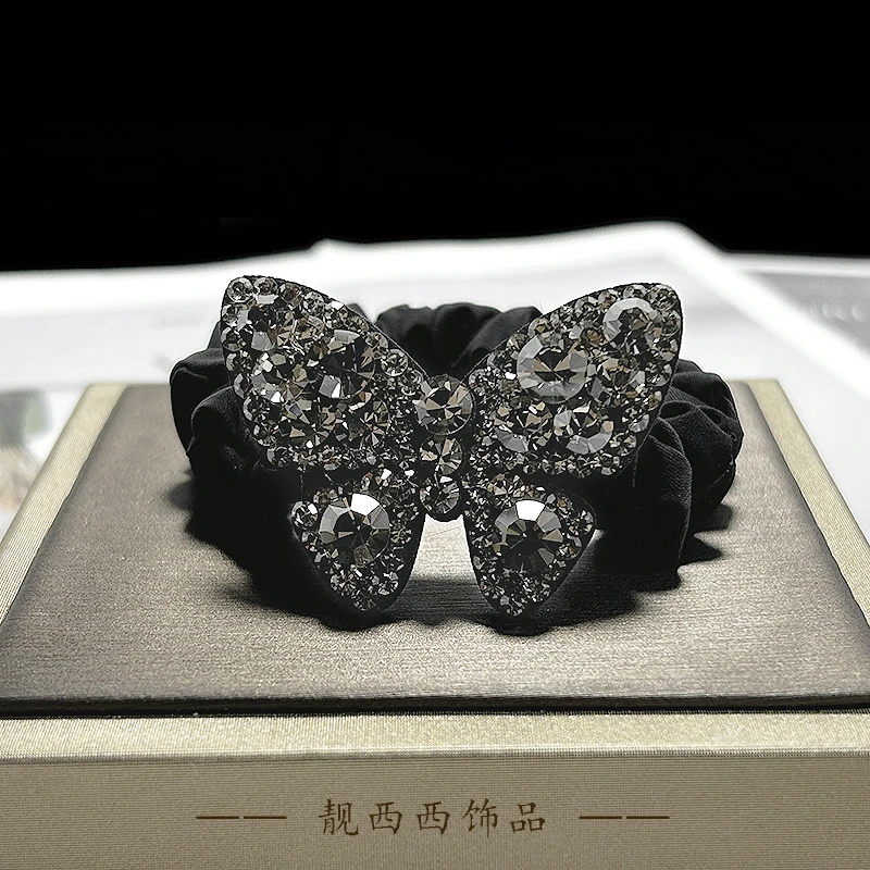 14264 黑色满钻蝴蝶轻奢高弹力面膜圈